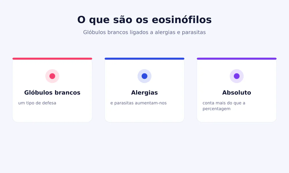 Esquema dos eosinófilos: glóbulos brancos que aumentam nas alergias e nas parasitoses