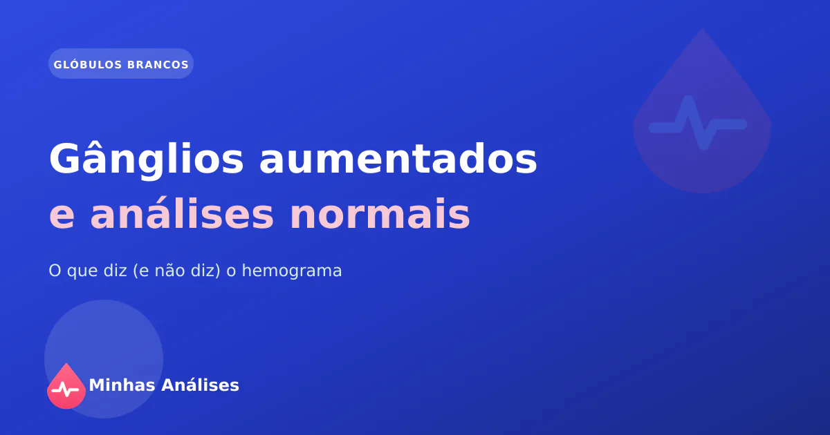 Palpação dos gânglios linfáticos do pescoço ao lado de um resultado de hemograma com a fórmula leucocitária