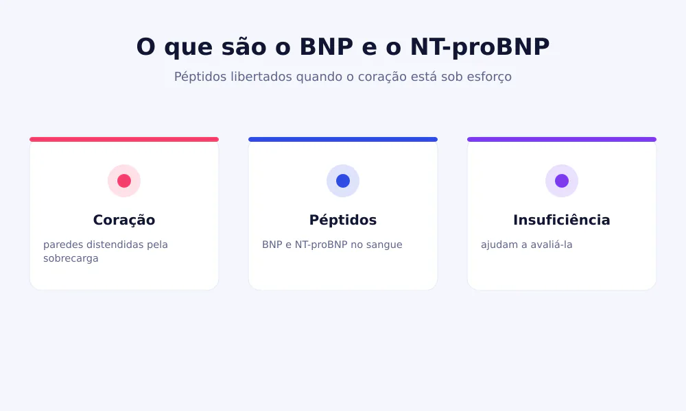 Esquema do BNP e do NT-proBNP: o coração sob esforço liberta péptidos natriuréticos no sangue